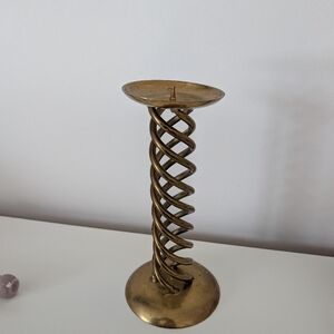 Mid Century Modern - Brass Spiral Pillar Candle Holder Made In India